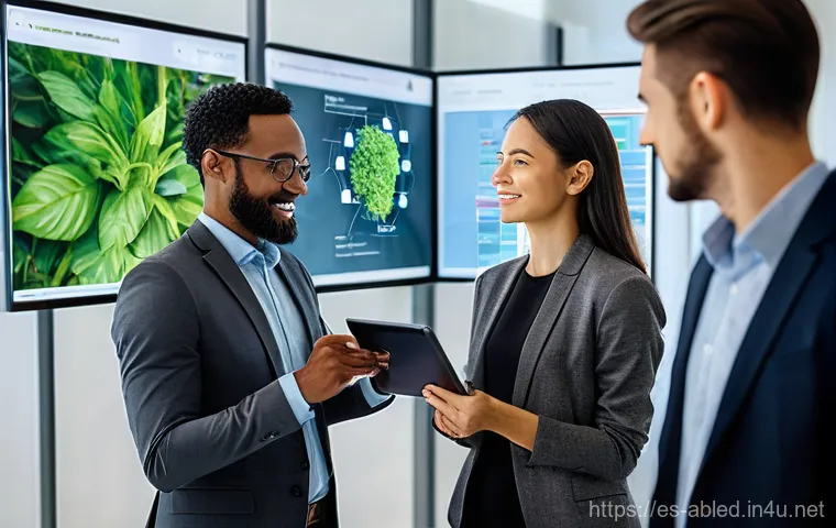 장애인상담사 이직 시 중요한 점 - **Prompt:** A dynamic, editorial-style photograph featuring a diverse group of three professionals (...